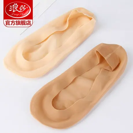 浪莎船袜女隐形袜夏季薄款袜子女浅口硅胶防滑超薄短丝袜蕾丝短袜图片