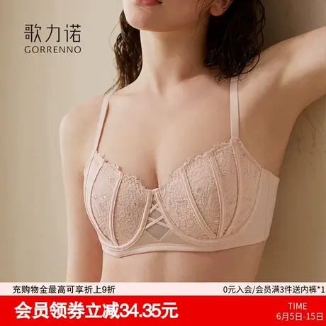 小胸聚拢蕾丝内衣女软钢圈夏季新款性感纯欲收副乳薄款文胸罩套装图片