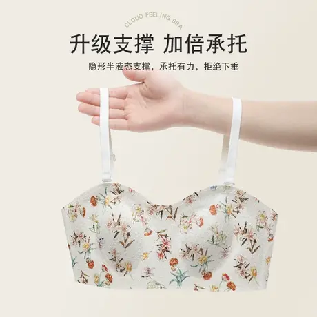 抹胸内衣女无肩带聚拢防滑上托小胸无钢圈凉感无痕隐形文胸罩裹胸图片