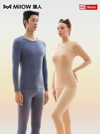 猫人热八度1.0保暖内衣男女秋衣秋裤防静电纯棉女士冬季情侣套装图片