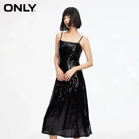 【ONLY奥莱清仓】秋季时尚亮片中长款伞裙吊带连衣裙女图片