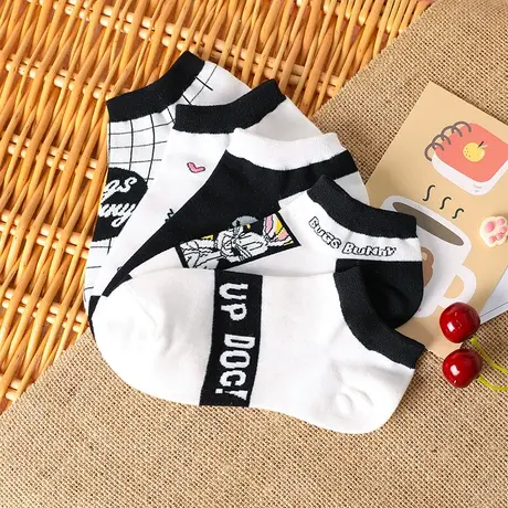 唐狮兔八哥夏季袜子女短袜船袜组合装薄款棉袜可爱卡通隐形舒适袜图片