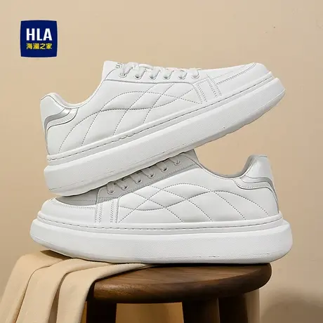 HLA/海澜之家男鞋新款秋季时尚潮流拼接小白板鞋增高百搭休闲鞋图片