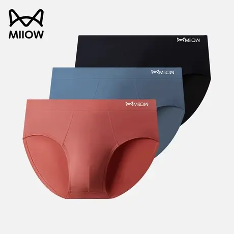 MiiOW/猫人纯棉男士三角内裤AAA级抗菌裆青少年个性潮流图片