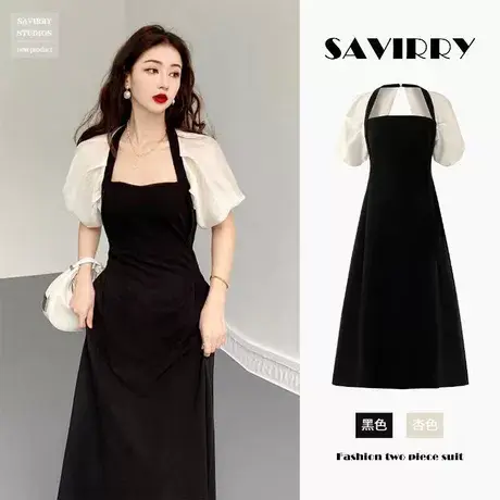 微胖女生大码胖mm小个子遮肚显瘦小众设计感港味复古chic连衣裙子图片