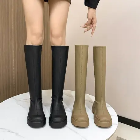 长筒靴女不过膝2023年新款秋季法式气质骑士靴小众显瘦高筒靴子图片