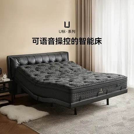 【U标·潮汐】全友家居现代简约主卧高端大气电动智能头层牛皮床图片