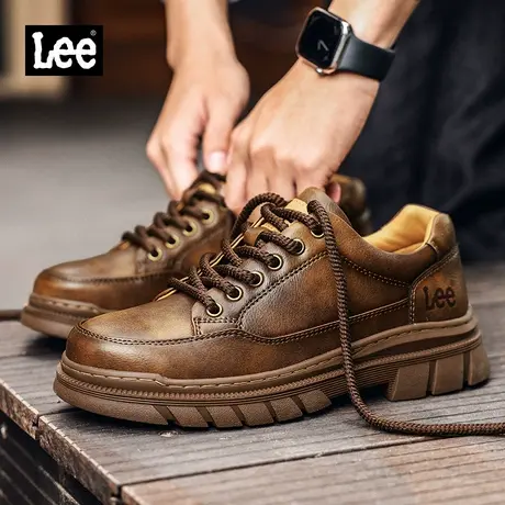 Lee男鞋2025新款春季低帮马丁靴男士真皮厚底工装鞋复古休闲皮鞋图片
