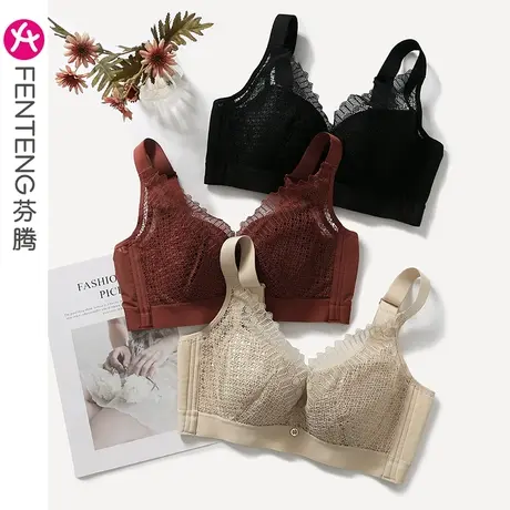 芬腾内衣女软钢圈聚拢上托防下垂收副乳舒适性感蕾丝胸罩女士文胸图片