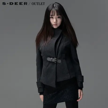 s.deer圣迪奥专柜正品女冬设计感斜襟外套S13482221图片