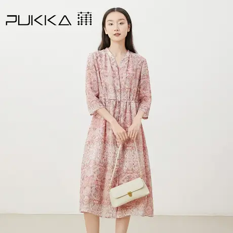 蒲PUKKA 原创女装夏季新品苎麻印花法式度假宽松舒适连衣裙图片