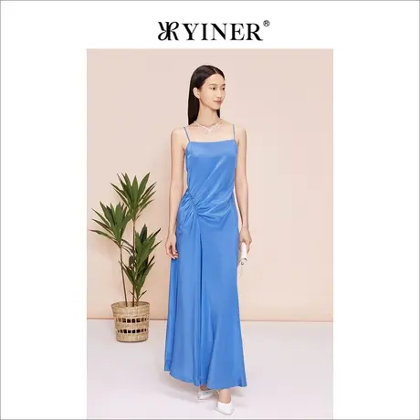 【醋酸系列】YINER音儿女装夏季垂感收褶吊带连衣裙图片