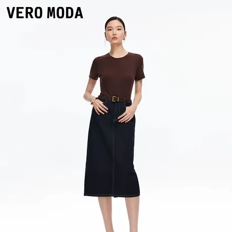 Vero Moda半身裙2025秋季新款含棉复古磨白撞色明线裙子325337010图片