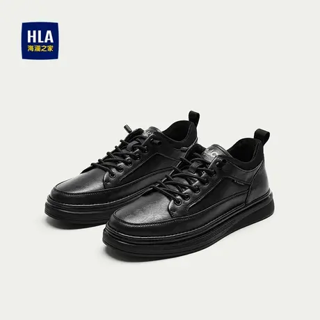 HLA/海澜之家抽绳系带休闲鞋25新云感鞋垫时尚加绒保暖运动板鞋男图片