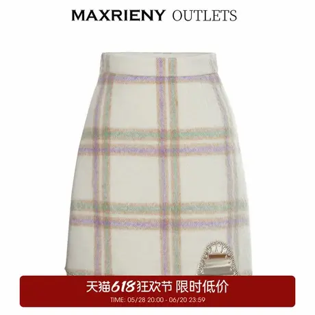 【奥莱】MAXRIENY午夜巴黎半身裙高腰毛呢短裙半裙女图片