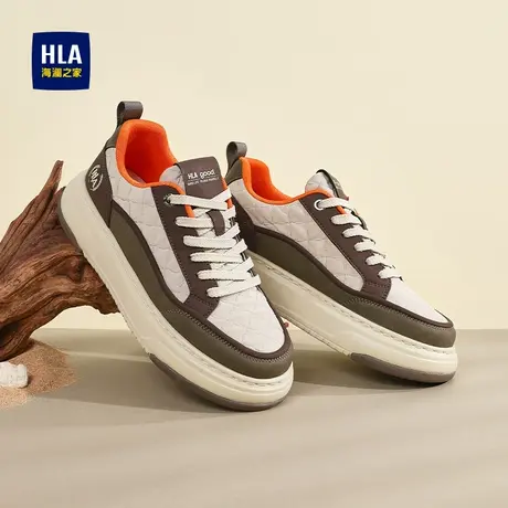 HLA/海澜之家男鞋新款秋季时尚拼色潮流板鞋轻质百搭厚底增高休闲图片