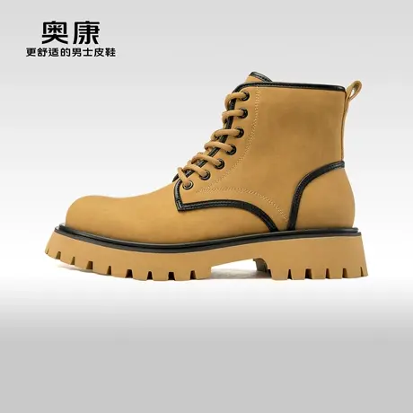 奥康男鞋2023秋季新款高帮时尚马丁靴男低跟商务休闲鞋户外工装靴商品大图