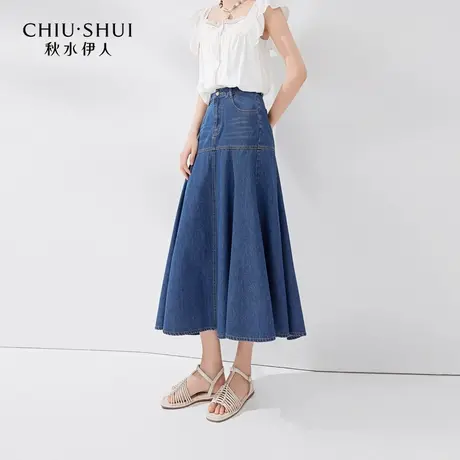 【添添粉丝专享】秋水伊人A字牛仔半身裙女高腰鱼尾裙图片