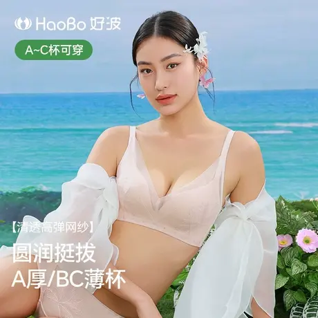 好波春新品内衣女无钢圈半件围胸罩A厚BC薄款分码量杯胸罩HW2501图片