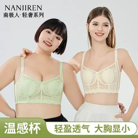 南极人内衣女大胸显小蕾丝防下垂收副乳无痕薄款提拉上托聚拢文胸图片