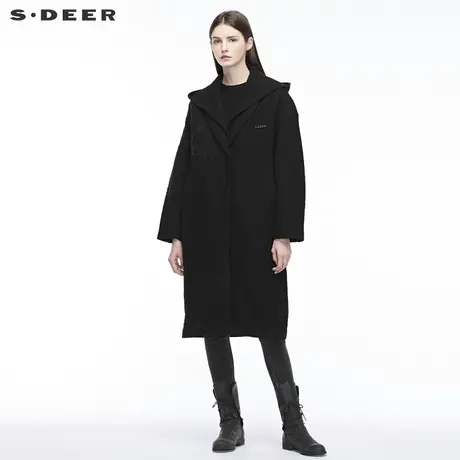 sdeer圣迪奥刺绣图案装饰可拆卸连帽大衣S18481831图片