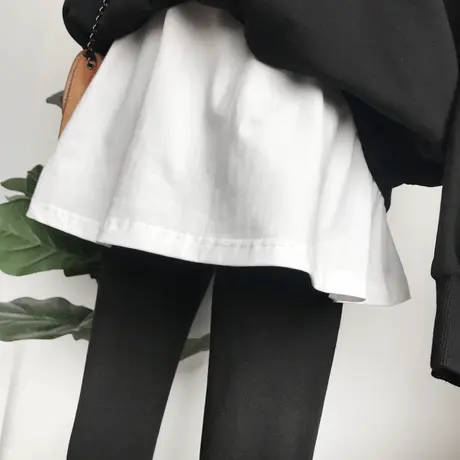 卫衣毛衣打底神器下摆内搭假叠穿遮屁股帘子白边中长款加长小白裙图片