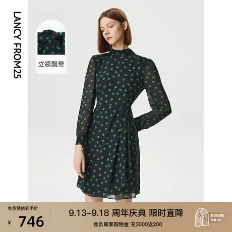 朗姿法式高腰显瘦短款长袖气质休闲裙子高级感别致秋冬新款连衣裙图片
