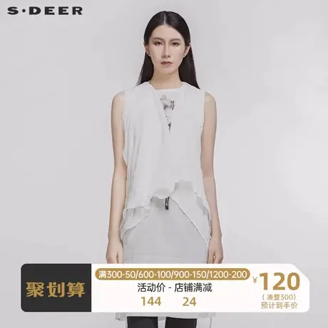 sdeer圣迪奥马甲女秋冬女装不规则独特设计马甲女薄款S20181601图片