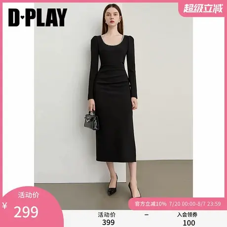 DPLAY【轻奢闪钻系列】2025年秋季新款黑色连衣裙女礼服裙子长裙图片