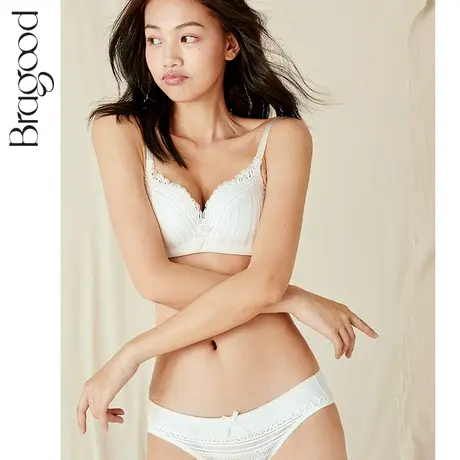 内衣女小胸聚拢文胸大胸显小美背无钢圈薄款蕾丝法式小胸大码套装图片