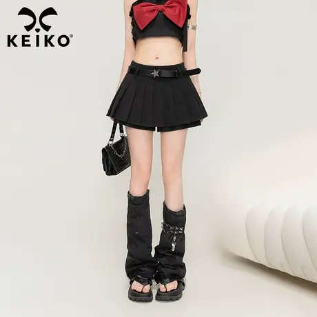 KEIKO [防走光] 韩版辣妹黑色百褶裙裤裙早秋性感高腰显瘦a字短裙图片