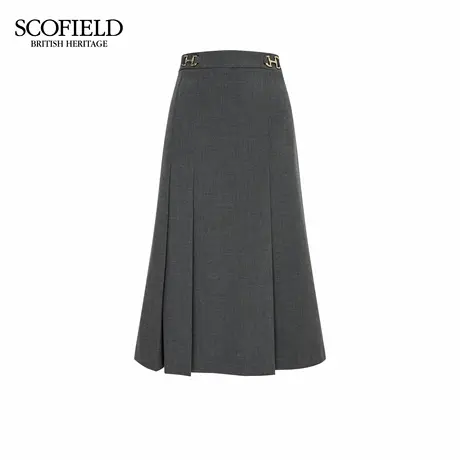 Scofield女装都市气质A字半身裙压褶短裙金属马蹄扣2025秋季新品图片