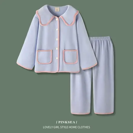 睡衣秋季女2023年新款甜美保暖德绒套装秋冬加厚可外穿家居服套图片