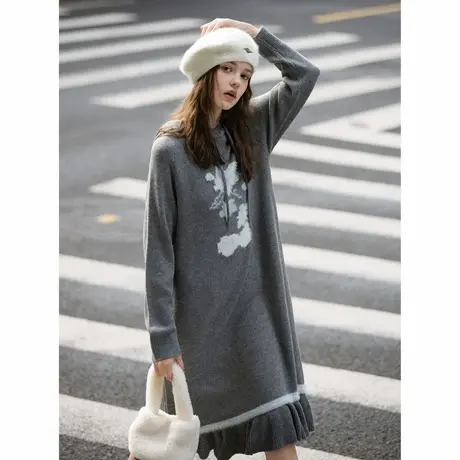 唐狮秋冬连衣裙女长袖甜美风宽松超好看温柔系穿搭时尚百搭TMTA图片