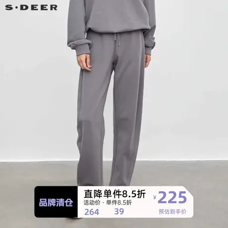 sdeer圣迪奥女装运动套装松紧插袋阔腿长裤S23460807商品大图