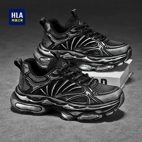 HLA/海澜之家男鞋2025秋季潮牌痞帅炸街休闲网面鞋厚底增高老爹鞋图片