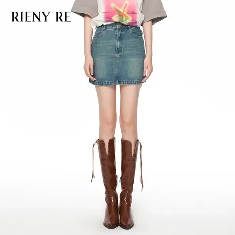 RIENYRE牛仔半身裙女2023新款薄款性感辣妹a字裙美式复古包臀裙子图片