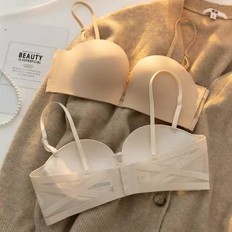 小胸聚拢内衣女无痕舒适性感美背胸罩无钢圈收副乳防下垂半杯文胸图片