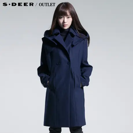 【新品】sdeer圣迪奥专柜正品女装欧美风双排扣女士大衣3481852图片