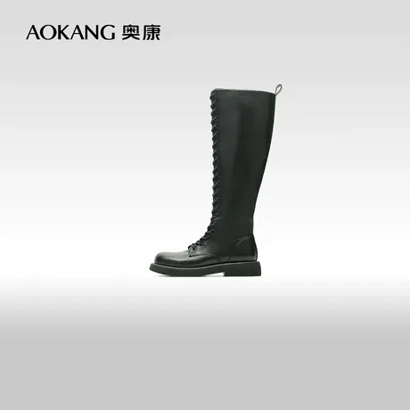 奥康女鞋冬季骑士靴厚底百搭休闲时装靴长筒保暖女靴图片