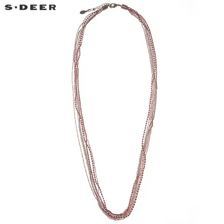 sdeer圣迪奥2019春装绚丽红色多层串珠装饰项链S17184383商品大图