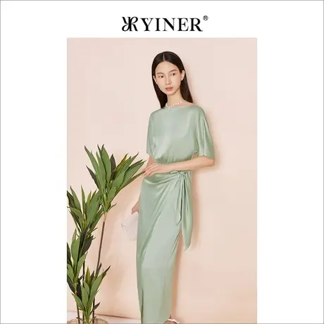 【醋酸系列】YINER音儿女装夏季时尚饰扣收腰连衣裙图片