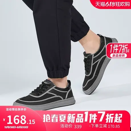 康奈男鞋网面透气休闲鞋2025春夏新款百搭系带男皮鞋潮流男士板鞋商品大图