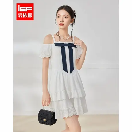 IEF/爱依服2025夏季新款法式甜美少女风减龄气质蝴蝶结设计连衣裙图片