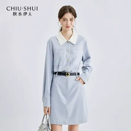 【来了就好】秋水伊人宽松撞色娃娃领衬衫连衣裙春季女装百搭裙子图片