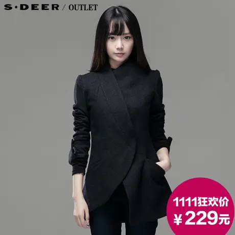 【新品】sdeer圣迪奥专柜正品女冬设计感斜搭片按扣大衣3482220图片