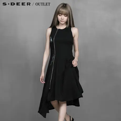 sdeer圣迪奥女装斜向开襟设计印花阔摆连衣裙S15281275图片