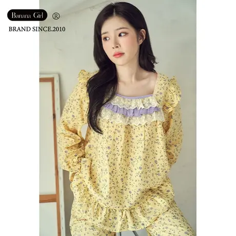 Bananagirl睡衣女士长袖春秋甜美公主风碎花套装家居服新款可外穿商品大图