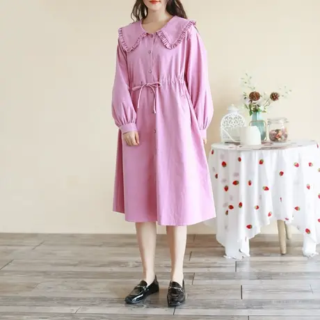 胖妹妹初春气质棉质花朵领风衣外套连衣裙 加大码2023新款外套女图片