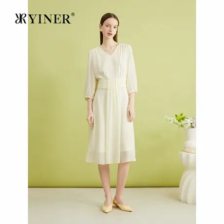 【醋酸系列】YINER音儿专选夏季法式收褶连衣裙图片